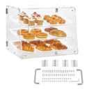 VEVOR Pastry Display Case, 4mm Detachable Tray, Transparent Sturdy Versatile Bakery Display Case with Side Edge Fixing Structure, Bakery Display Case with Magnetic Rear Door, Fit for Shops & Stores