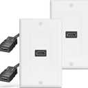 VCELINK HDMI Wall Plate, 2 Pack 4K HDMI Wall Plate with Pigtail, Supports 4K@60 Hz HDR ARC, HDMI Outlet for Home Theater (1-Port)