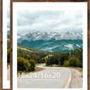 Wood 18x24 Picture Frame with 16x20 Mat, Display 16x20 with Mat or 18x24 Without Mat, Wood 18 by 24 Photo Frame, 18 x 24 Frame for Wall Hanging Display, Deep Brown, 2 Pack