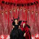 GREATRIL Red Fringe Curtains Party Streamers Backdrop Foil Tinsel Curtain Decoration for Stranger Theme Party Christmas Valentines Day Party 2 Pack