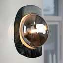 10.9 Inch Green Organic Marble Wall Sconce, Modern Wall Light with Silver Gray Clear Glass, Sturdy Hand-Made Marble Sconce, Elegant Light Fixtures for Indoor