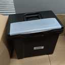 IRIS USA File Box with Lid File Organizer for Letter File w/Organizer-Lid, Plastic Mobile Filing Organizer, Water Resistant Document Box, Portable File Box with Handle, Secure Buckle, Lockable, Black
