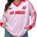 Jersey Shirts for Women Y2k Graphic Number Shirt Football Jersey Top V Neck Streetwear Long Sleeve Tops