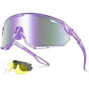 Meeloog 26g Polarized Sports Sunglasses for Men Women with 3 Lens - UV400 Sun Glasses for Running Cycling Baseball Fishing