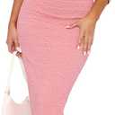 Two Piece Skirt Outfits for Women Sleeveless Tube Tops Bodycon Sexy Maxi Dress 2 Piece Summer Y2K Vacation Set (Pink)