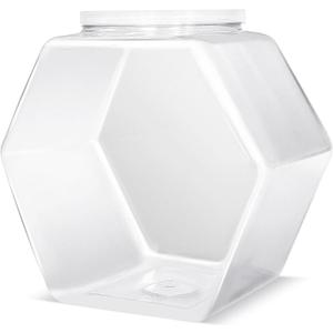 Woozettn Plastic Candy Jar,Hexagon Cookie Jars for Kitchen,Clear Hexagonal Containers with Lids for Dry Food,Candy,Snacks,Cookies,Craft,Laundry Pod(1 Pcs)