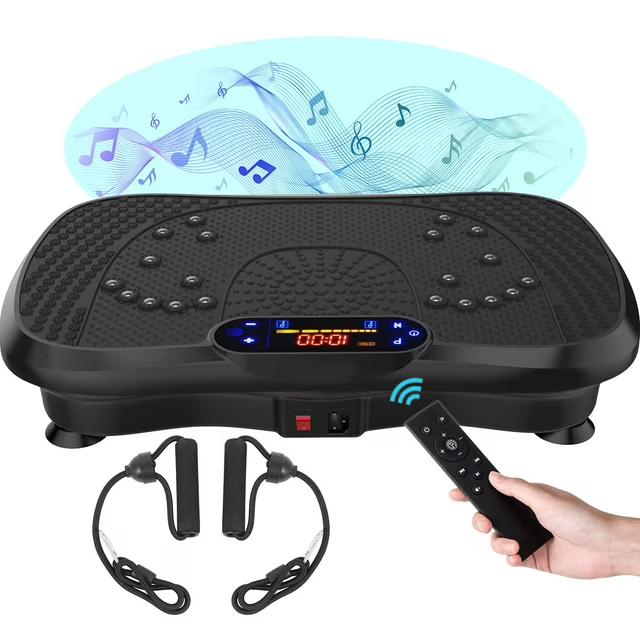 Vibration Plate Fitness Platform Exercise Machine Vibrating Lymphatic Drainage Shaking Full Body Shaker Workout Vibrate Stand Shake Board Sport Gym for Weight Loss Fat Burner for Women Men