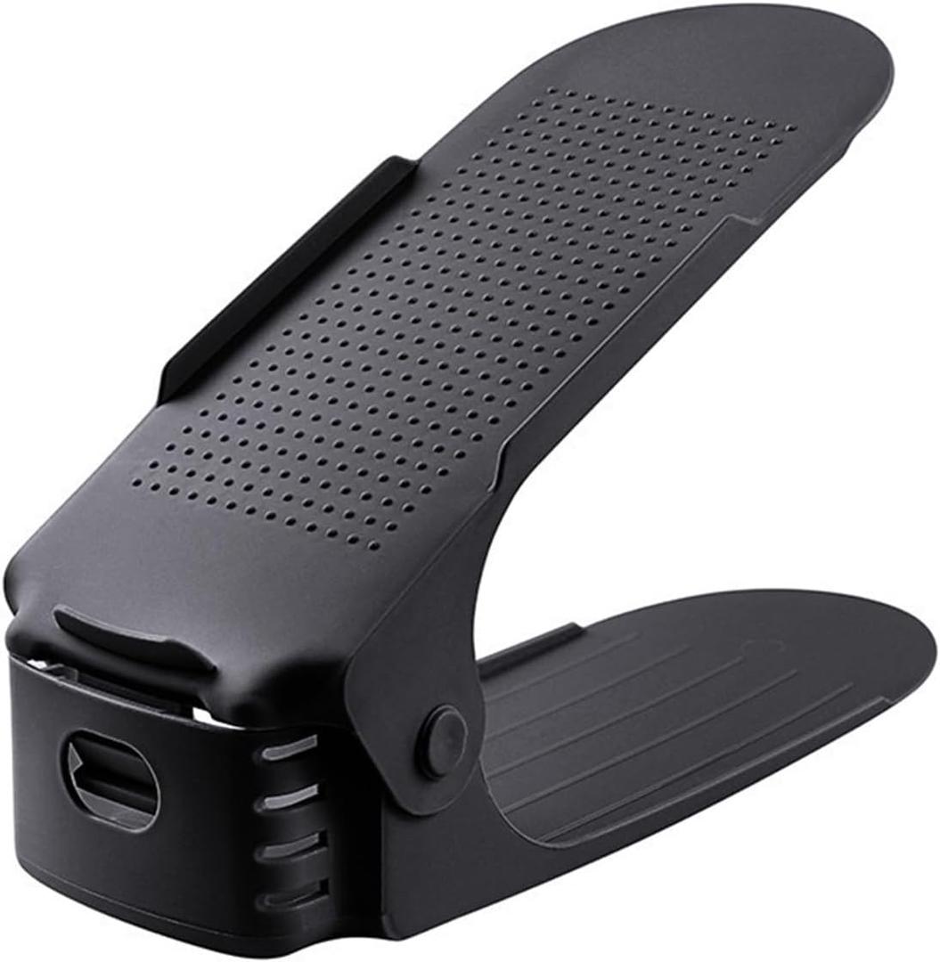 Shoe Organizer Adjustable Shoe Stacker for Pairs, Space-Saving Shoe Slot Rack, Double Shoe Riser, Closet Shoe Organizer (Black, Pack of 20)