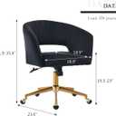Eifizek Velvet Home Office Desk Chair with Wheels, Modern Adjustable Rolling Chair with Back, Swivel Vanity Chair for Bedroom, Office, Vanity Study (Black), 24.6 x 23.62 x 35.04 inches