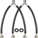 Dreyoo Rubber Washing Machine Y Hose, 3/4 Inch Brass Fittings, 1 ft (12 Inch) Length Hot and Cold Water Supply Y Mixer Hose Connector for Washing Machines Outdoor Garden Faucets(Black,2 Pcs)