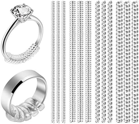  Set Of 5 ARCUAT Ring Sizer Adjuster for Loose Rings, 60 Pack 4 SizesInvisible Clear Silicone Ring Guard for Women Men, Ring Resizer Tightener Spacer Fitter for Too Big Ring, Make Ring Smaller without Resizing