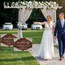 3 Packs Wedding Parking Signs 17"x12" Wedding Entrance Sign with H Stakes Plastic Double Sided Printed Arrows Waterproof Outdoor Directional Arrow Lawn Yard Signs Decorations (Rustic)