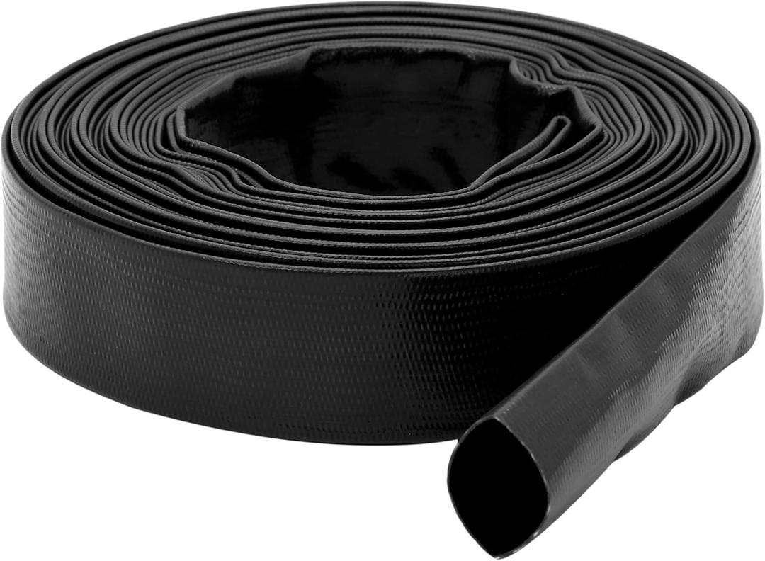 DAVCO 1.5" x 100 ft Pool Backwash Hose, Heavy Duty Reinforced Blue PVC Lay Flat Water Discharge Pump Hoses For Swimming Drain Pools and Clean Filters,with 1 Clamp