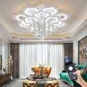Crystal Flower Ceiling Light,LED Flush Mount Chandelier,16 Petal,31.5in
RGB Backlight,APP & Remote Control,3CCT Dimmable,Timer Function,Luxury Crystal Petal Ceiling Lamp for Living Room Bedroom