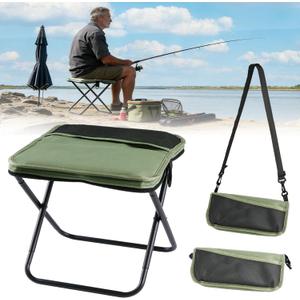 Abnaok 2026 Upgraded Portable Ultralight Collapsible Stool,Camping Chair Max 270lbs,Handbag Style Pocket Foldable Stool for Camping Travel Fishing Hiking and Outdoor Activities