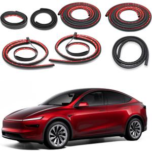 Soundproof Sealling Strips Compatible with Tesla Model Y 2020-2024 2025 2026 Juniper Accessories Door Seal Kit Soundproof Rubber Weather Draft Strip Wind Noise Reduction Sound Proofing Kits (9 Pack)