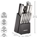 Farberware 15-Piece Kitchen Knife Set, High-Carbon Stainless Steel Blades with Wood Block, Steak Knives, Sharpening Tool & All-Purpose Shears, Razor Sharp, Ergonomic Stainless Steel Handles