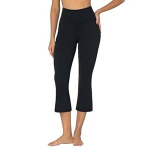 Sunzel Sunzfly Mini Flare Capris Leggings for Women, High Waist Bootcut Yoga Pants, Tummy Control Cropped Flared Workout Pant 21" Black Small