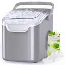 Antarctic Star Countertop Ice Maker Portable Ice Machine with Handle,Self-Cleaning Ice Makers, 26Lbs/24H, 8 Ice Cubes Ready in 6 Mins for Home Kitchen Bar Party (Grey)