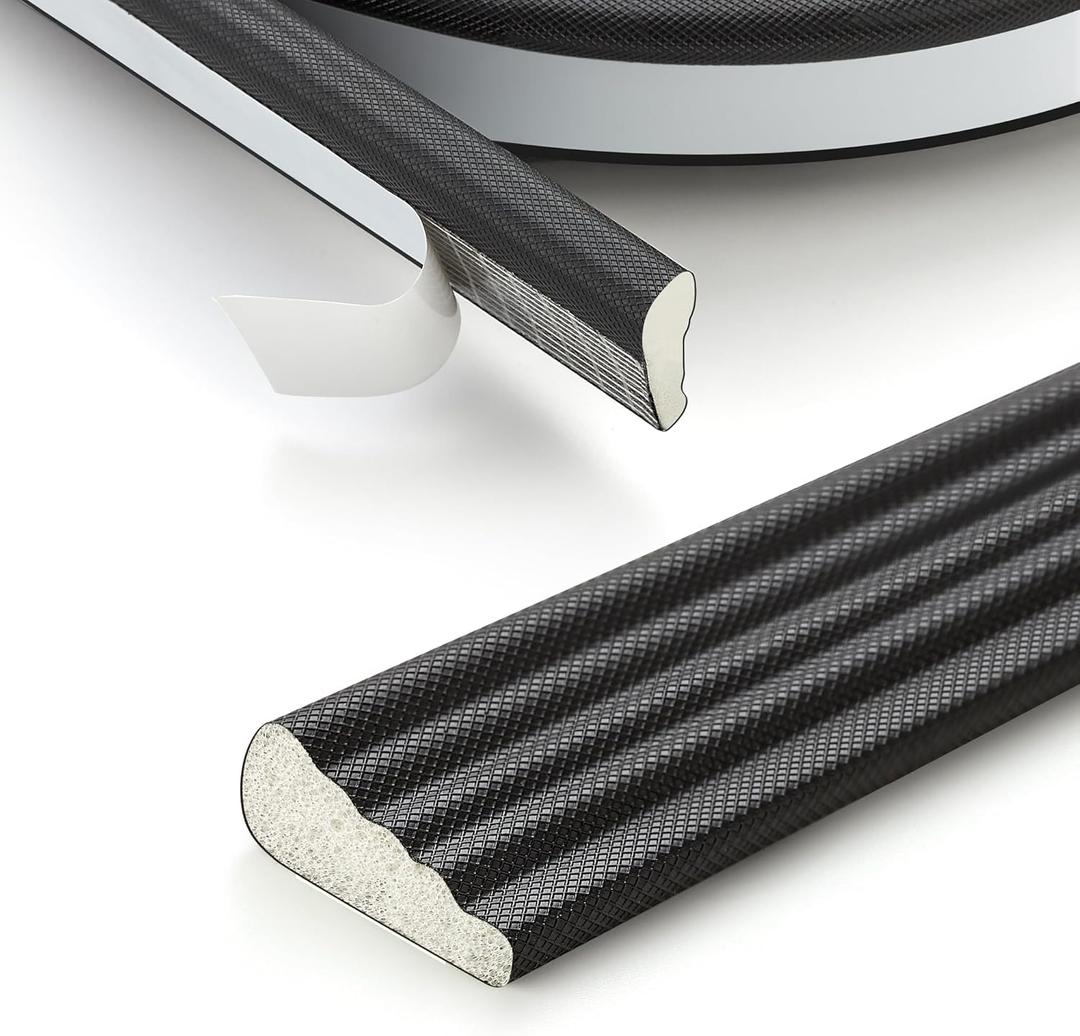 196 Inch Self-Adhesive Wedge Weather Stripping Door Seal & Window Insulation - Soundproof Gap Filler, Draft Stopper Foam Tape for Door Frame, Black, Size: 16.4FT