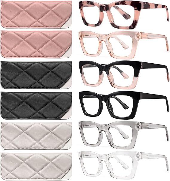 CCVOO Stylish Reading Glasses for Women, Eyeglasses, Blue Light Readers for Women, Computer Eye Glasses, Cheaters