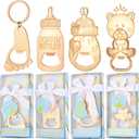 24 Pcs Baby Bottle Opener, Popping Boy Bear Footprint Keychain Bottle Openers with Blue Gift Box, Baby Shower Party Favors for Guests, Wedding Return Gift Souvenirs Theme Decoration Supplies