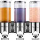 Shampoo Conditioner Body Wash Dispenser, 3 * 500ml Refillable Shower Soap Dispenser 3 Chamber No Drill, Wall-Mounted for Bathroom Shower or Hotel (Colorless)
