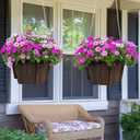 LIQING Hanging Planters for Outdoor Plants & Indoor Use  Gift for Moms, Plant Lovers, Housewarming | Thickened Wood Hanging Baskets for Plants, Adjustable Boho Planter with Flat Base (XL)