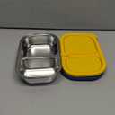 2 Pack Stainless Steel Snack Containers with Silicone Lids, Snackle Pack Containers, Reusable 2 Compartment Snack Box, Food Storage Containers Box for School, Office, Picnic