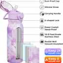 BJPKPK Water Bottle with Straw 25oz Insulated Water Bottles Reusable Stainless Steel Metal Thermal Flask with Leak Proof Lockable Lid and Carry Handle,Dawn