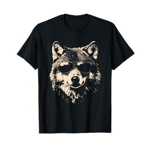 Funny Wolf Cool Rock and Roll Graphic T-Shirt L
