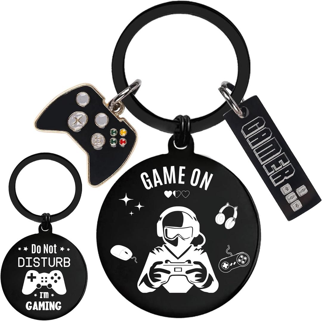 2 x Video Game Keychain Gifts for Gamer, Funny Keychains for Teen Boys Game Players Lover Son Boyfriend Brother Dad Kid Children