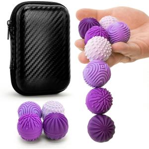 Fidget Toys Magnetic Stress Balls for Adults Teens- 8pcs Silicone Stress Relief Sensory Toy | Roller Finger Toy for Office Decoration, Gift | 4 Fun Textures Large Magnet with Organizer Box (Lavender)