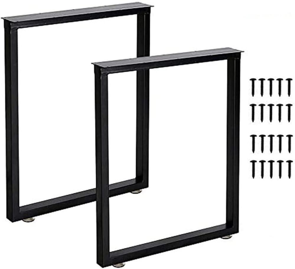 Metal Table Legs 28 Inch Heavy Duty Metal Desk Legs Set of 2 28 Height 24 Wide Industrial Black Table Legs,Modern Furniture Legs (Rectangle-shape)