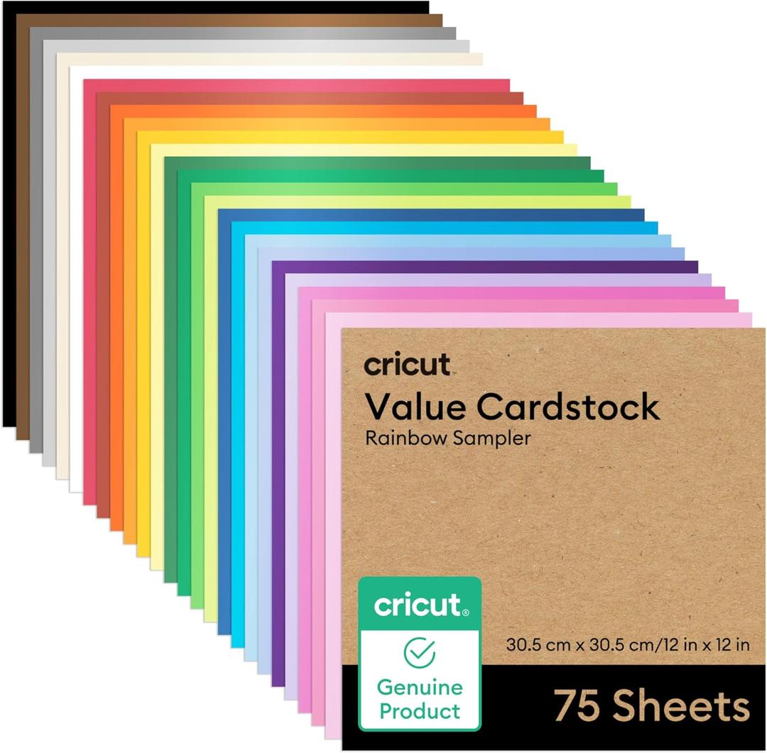 Cricut® Value Cardstock, Rainbow Sampler - 12 in x 12 in (75 Sheets)