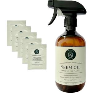 Neem Oil Spray Kit for Plants, Makes Five 16 fl oz - 100% Pure Cold Pressed Neem Spray for Indoor and Outdoor Garden Plants | The Green Alcove