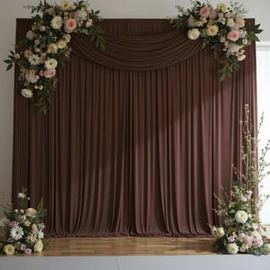 10 ft x 10 ft Wrinkle Free Brown Backdrop Curtain for Parties, Wedding Brown Photo Backdrop Drapes, Fabric 2 Panels 5x10ft for Baby Shower Photoshoot Engagement Birthday Photography Background
