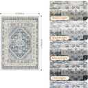 Washable Rugs 8x10 Area Rugs for Living Room, Non-Slip Backing Large Rug for Nursery Room, Vintage Floral Bedroom Rugs, Thin Indoor Home Decor Soft Farmhouse Rug (Blue/Beige,8'x10')
