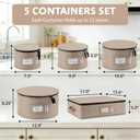 China Storage Hard Shell Containers 5-Piece Set Moving Boxes for Dinnerware, Glasses, Plates, Mugs and Saucers Sturdy Dish Organizer with Dividers for Seasonal Storage - Service for 12 - Brown