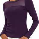 Darong Womens Mesh Sheer Long Sleeve Top Crew Neck Slim Fit Shirts Sexy Casual Going Out Blouses