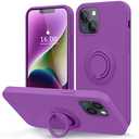 MOCCA Compatible with iPhone 14 Phone Case with Ring Stand | Super Soft Microfiber Lining | Full-Body Anti-Scratch Liquid Silicone Case for iPhone 14 Women Girls 6.1inch - Purple