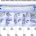Flexible Flat Ribbon Cable Connectors Assortment Kit, 0.5mm A Type FFC FPC Connector Flat Cable Socket 4P 6P 8P 10P 12P 14P 16P 20P 30P 40P with Length of 150mm Cable (TC-0.5mm-A)
