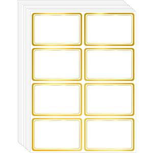 2" x 3" 200 PCS Name Labels, Waterproof Blank Name Tag Stickers with Permanent Adhesive Writable Stickers with Metallic Gold Border for School Office Home