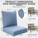 24" x 24" x 6" Outdoor Deep Seat Cushions Set - 2 Set Waterproof & Fade Resistant Patio Furniture Replacement Cushions, Non-Slip Outdoor Cushions Fit Loveseats, Couches, Chairs, and Sofas