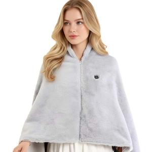 USB Power Supply Electric Heated Blanket Shawl Portable Wearable Heated Throw 3 Heat Levels Machine Washable Cozy 62x32 Inches (Ash Grey)