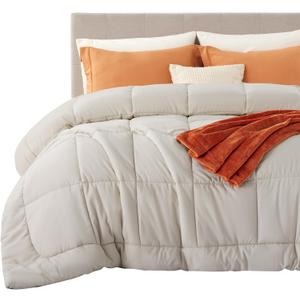 Bedsure Comforter Duvet Insert - Quilted Comforters Oversized King Size, All Season Duvet, GentleSoft Down Alternative Bedding, with 8 Tabs, Gifts for Women/Men, Linen, Oversized King 116 x 98 Inches