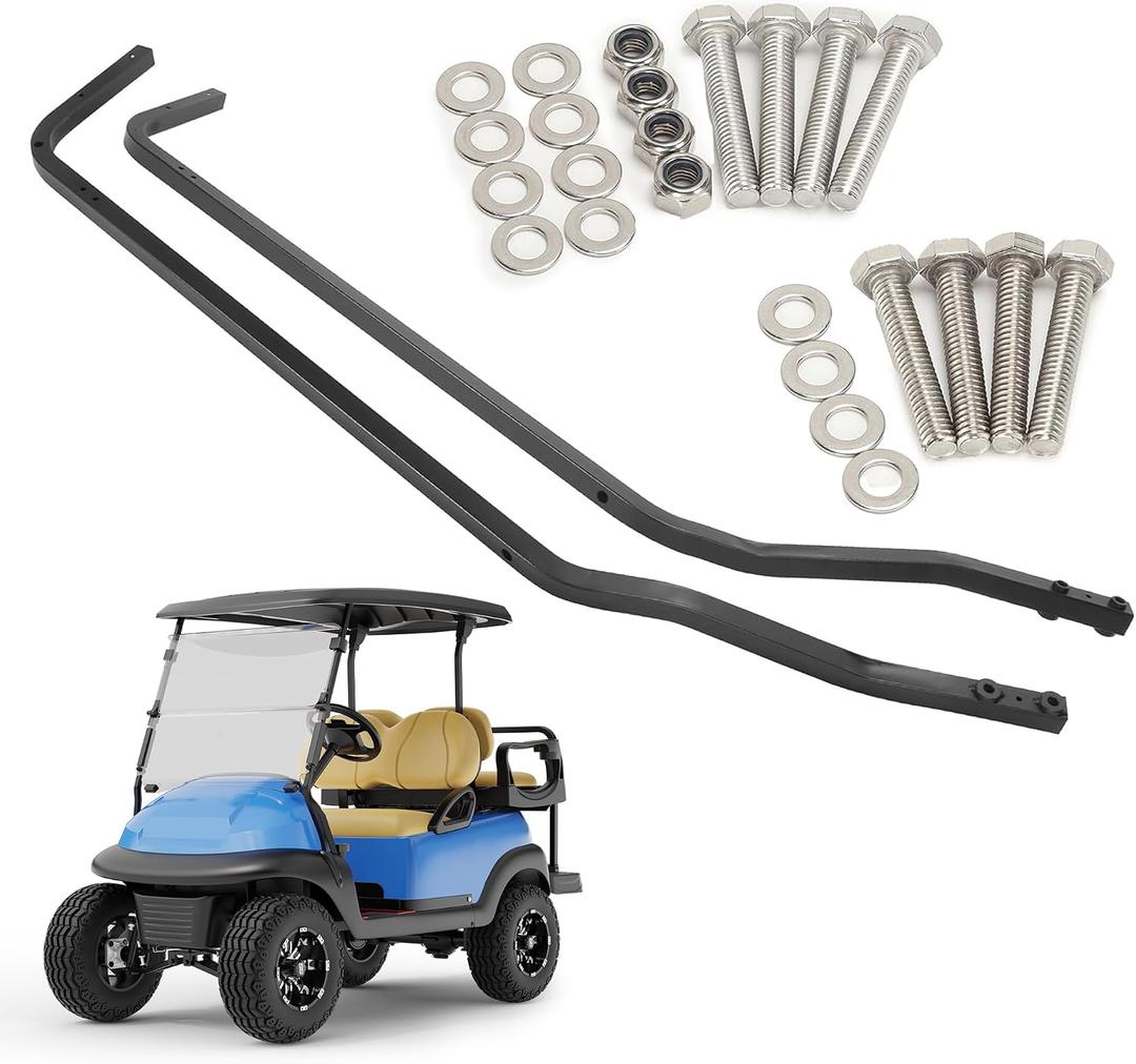 10L0L Golf Cart Front Roof Strut Brackets for Club Car DS & Precedent - Heavy Duty Support with Steel Screw Bushings, Powder Coated Repair Kit
