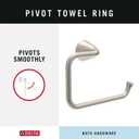 Delta ARV64-DN Arvo 4-Piece Bath Hardware Set 18-in Towel Bar w/ 6-in Extender, Toilet Paper Holder, Towel Ring, Hook, Brushed Nickel