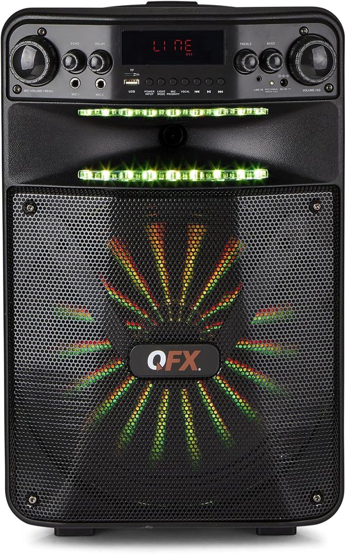 QFX PBX-1210 12" Bluetooth Rechargeable Speaker with 12" Woofer and Smart App Control