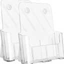 KTRIO Acrylic Brochure Holder 8.5 x 11 inch, Plastic Clear Literature Holders Rack Card Display Trifold Brochures Stand, Stands for Flyer, Pamphlet, Magazine, Booklet, Desk & Wall Mount, 2 Pack
